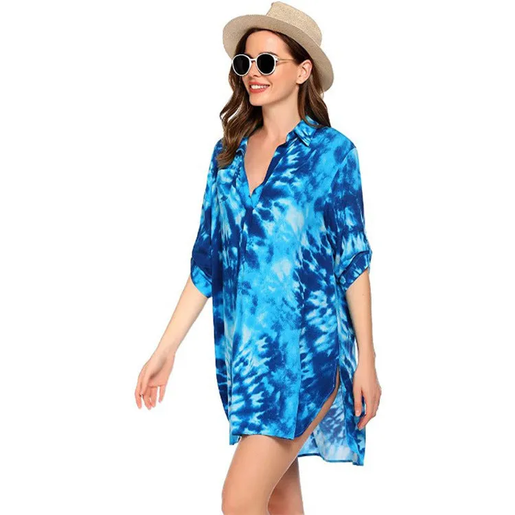 Haute Edition Women's Pullover Swim Beachwear Cover up Tunic Dress