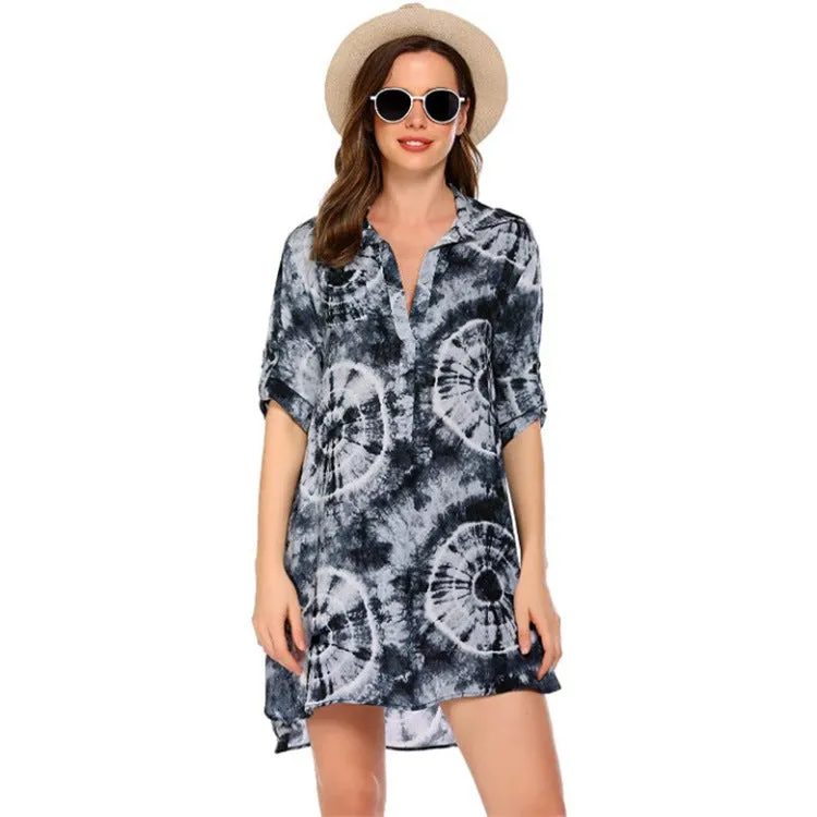 Haute Edition Women's Pullover Swim Beachwear Cover up Tunic Dress