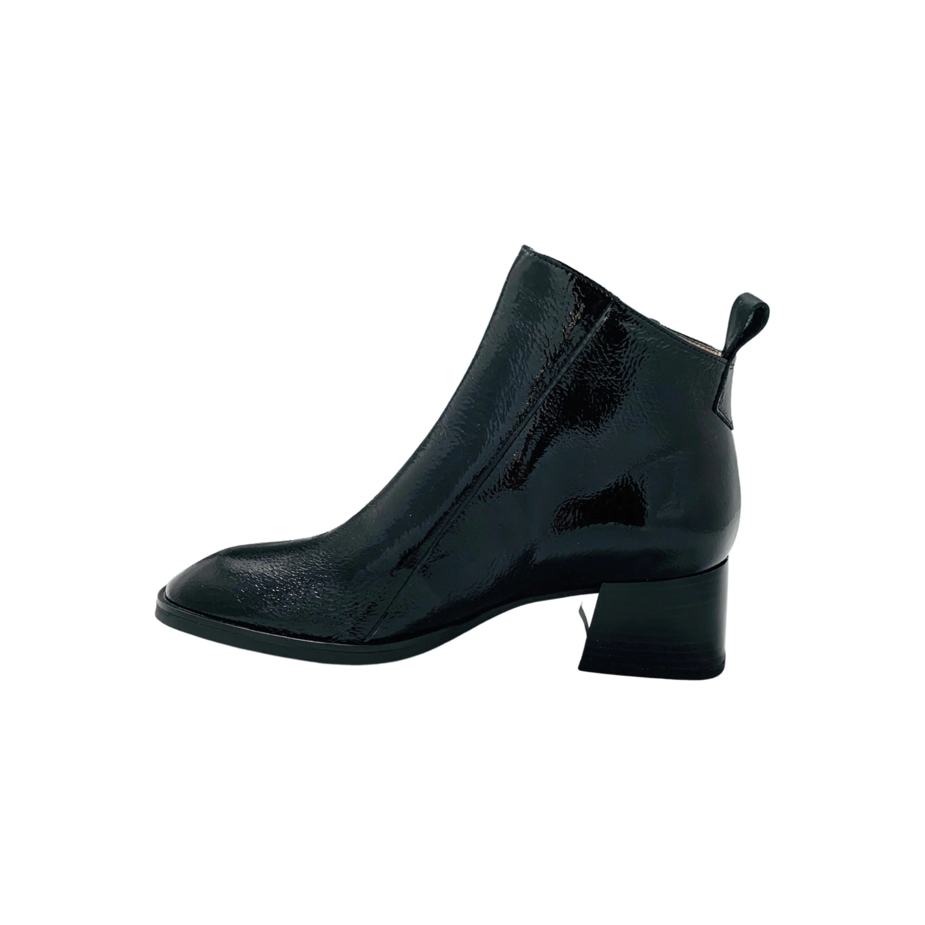 HI222345 Black Patent Low Heel Bootie