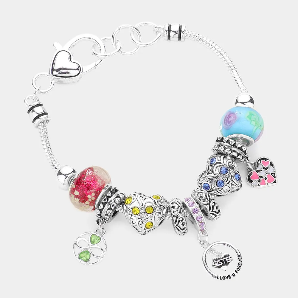 iLLASPARKZ Infinity Heart Sister I Love U Forever Message Charm Multi Bead Bracelet