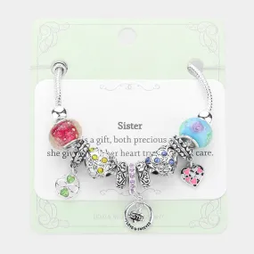 iLLASPARKZ Infinity Heart Sister I Love U Forever Message Charm Multi Bead Bracelet