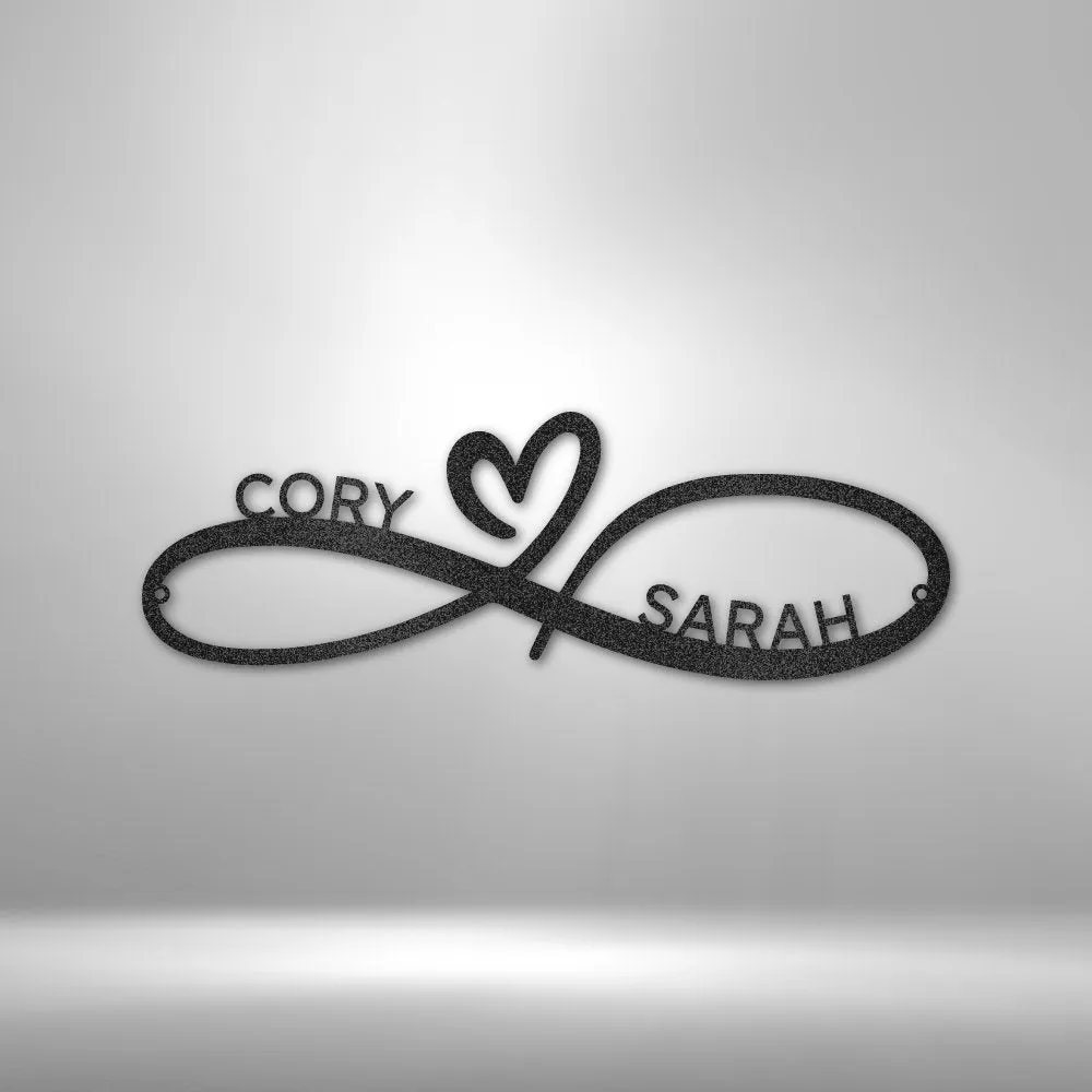 Infinity Heart with Couple Names - Steel Sign