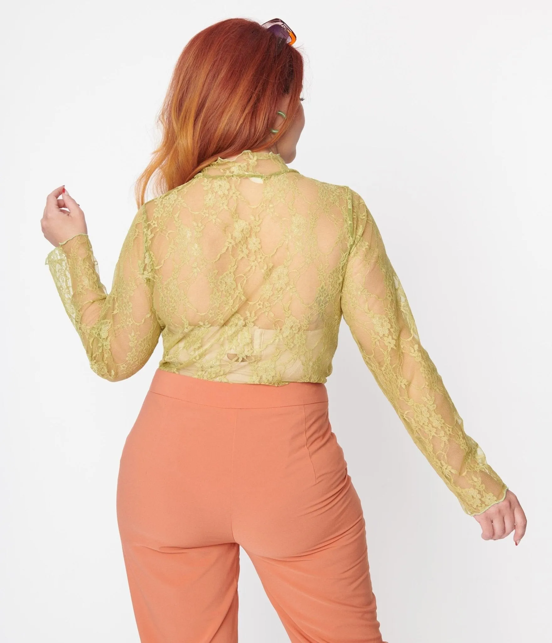 Key Lime Green Floral Lace Top