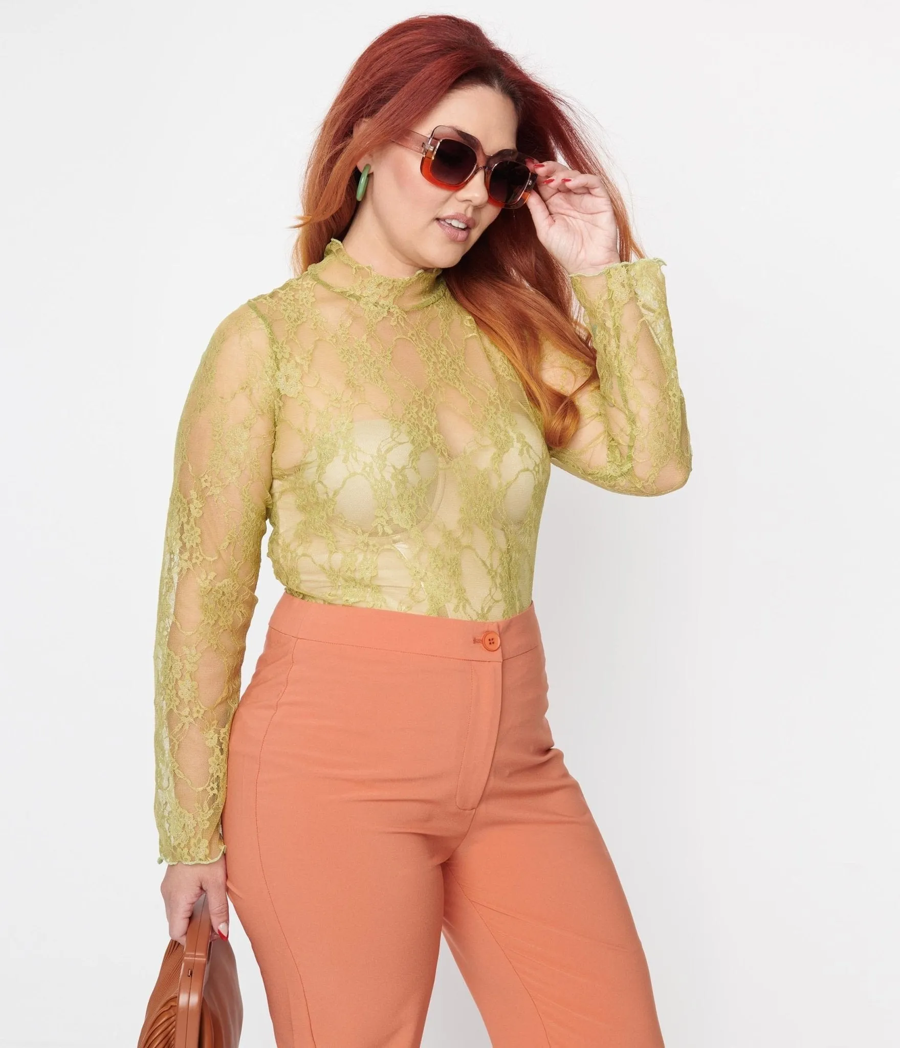 Key Lime Green Floral Lace Top