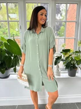 Khaki Longline Shirt Dress Destiny