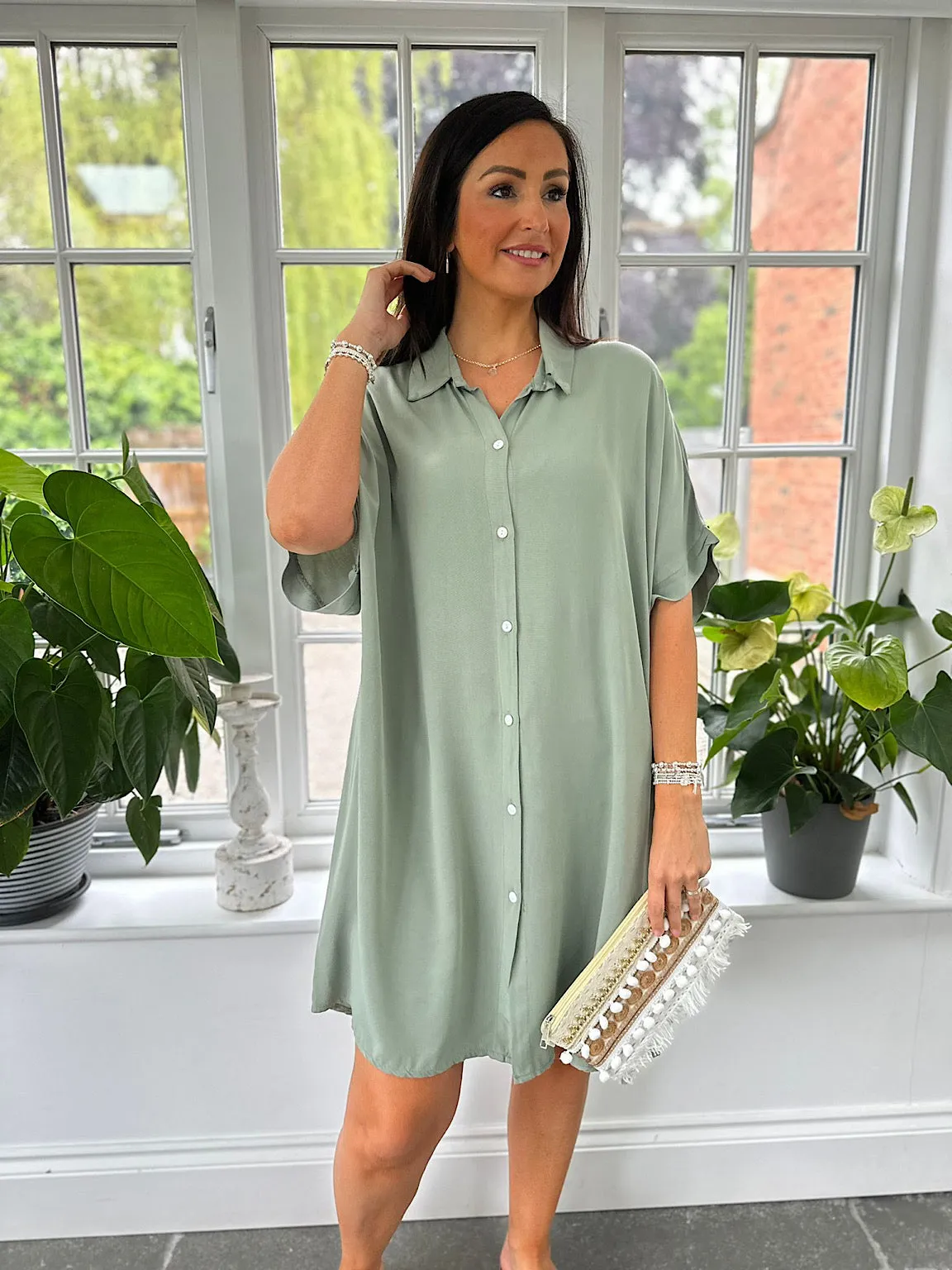 Khaki Longline Shirt Dress Destiny