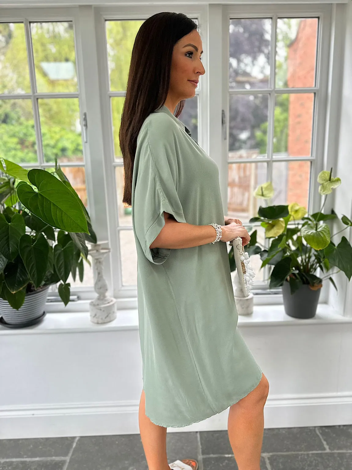 Khaki Longline Shirt Dress Destiny