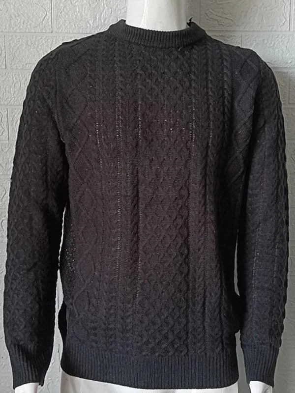 Knitted Round Neck Cable Men Pullover Sweater