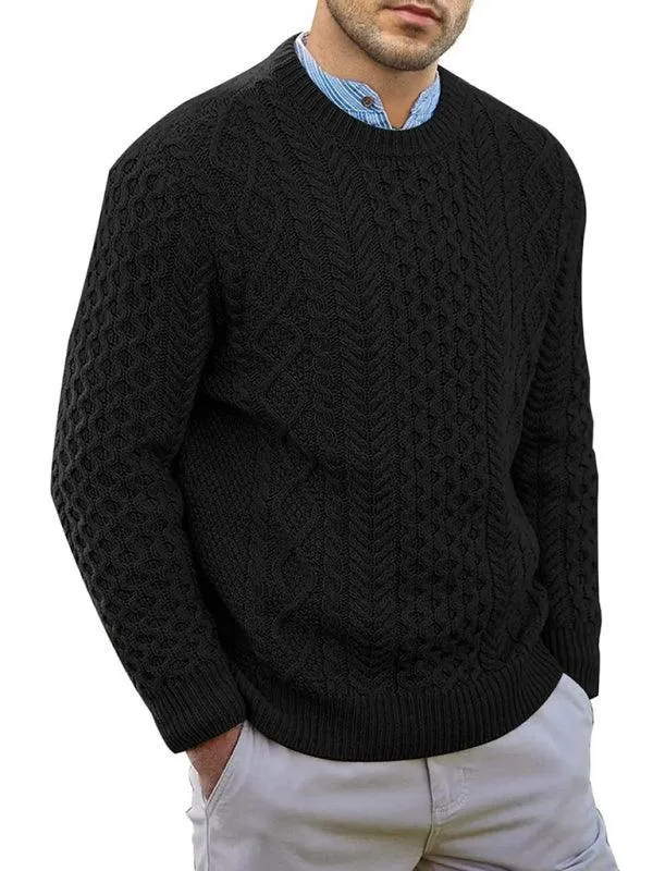 Knitted Round Neck Cable Men Pullover Sweater