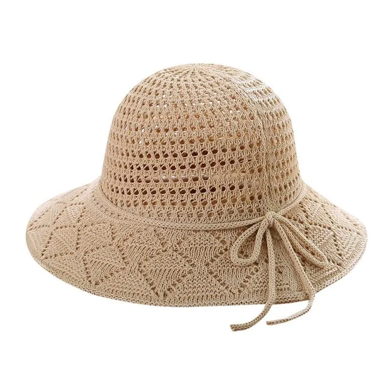 Ladies Casual Floppy Solid Foldable Beach Hat Summer Cap