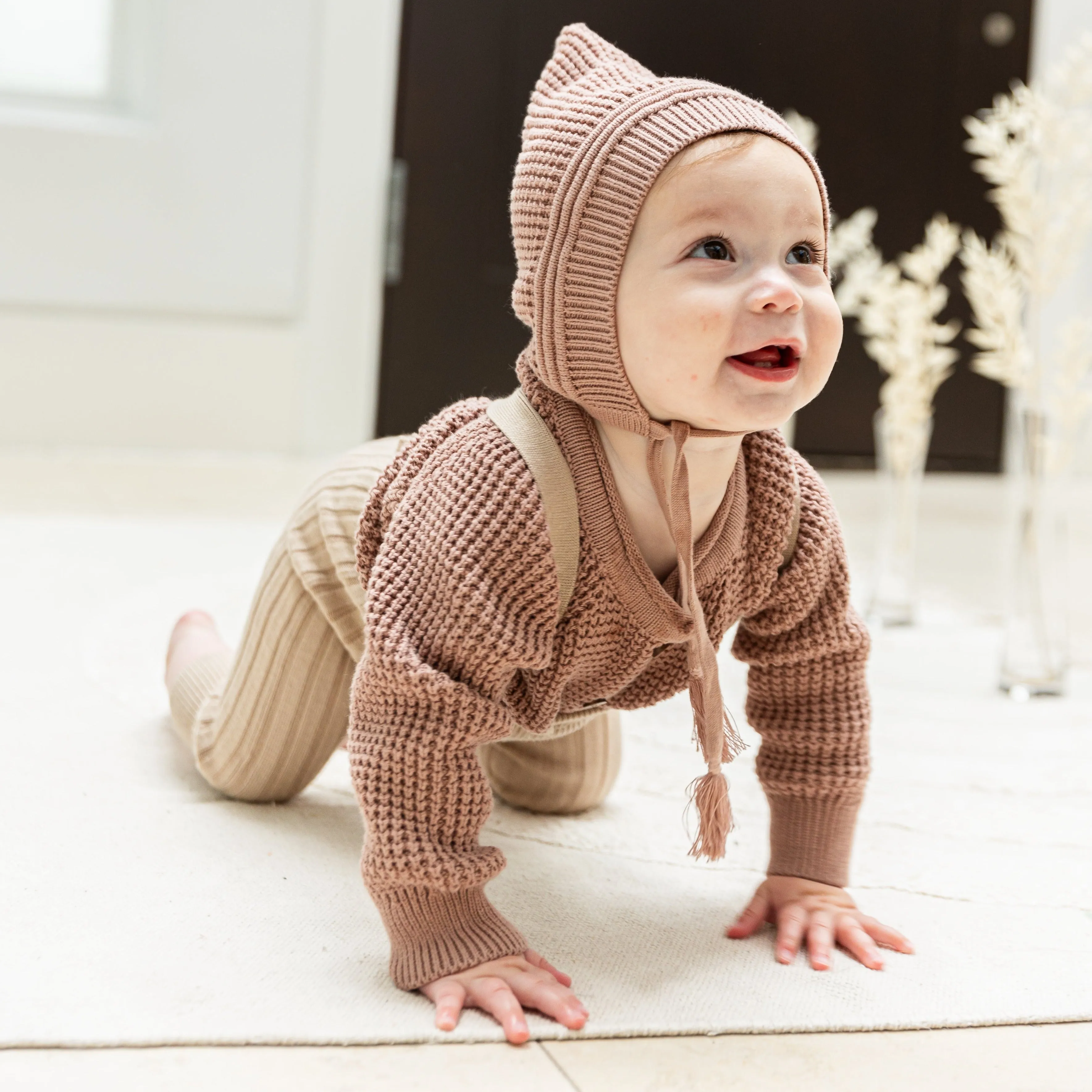 Little Fragile Ash Rose Sweater and Bonnet