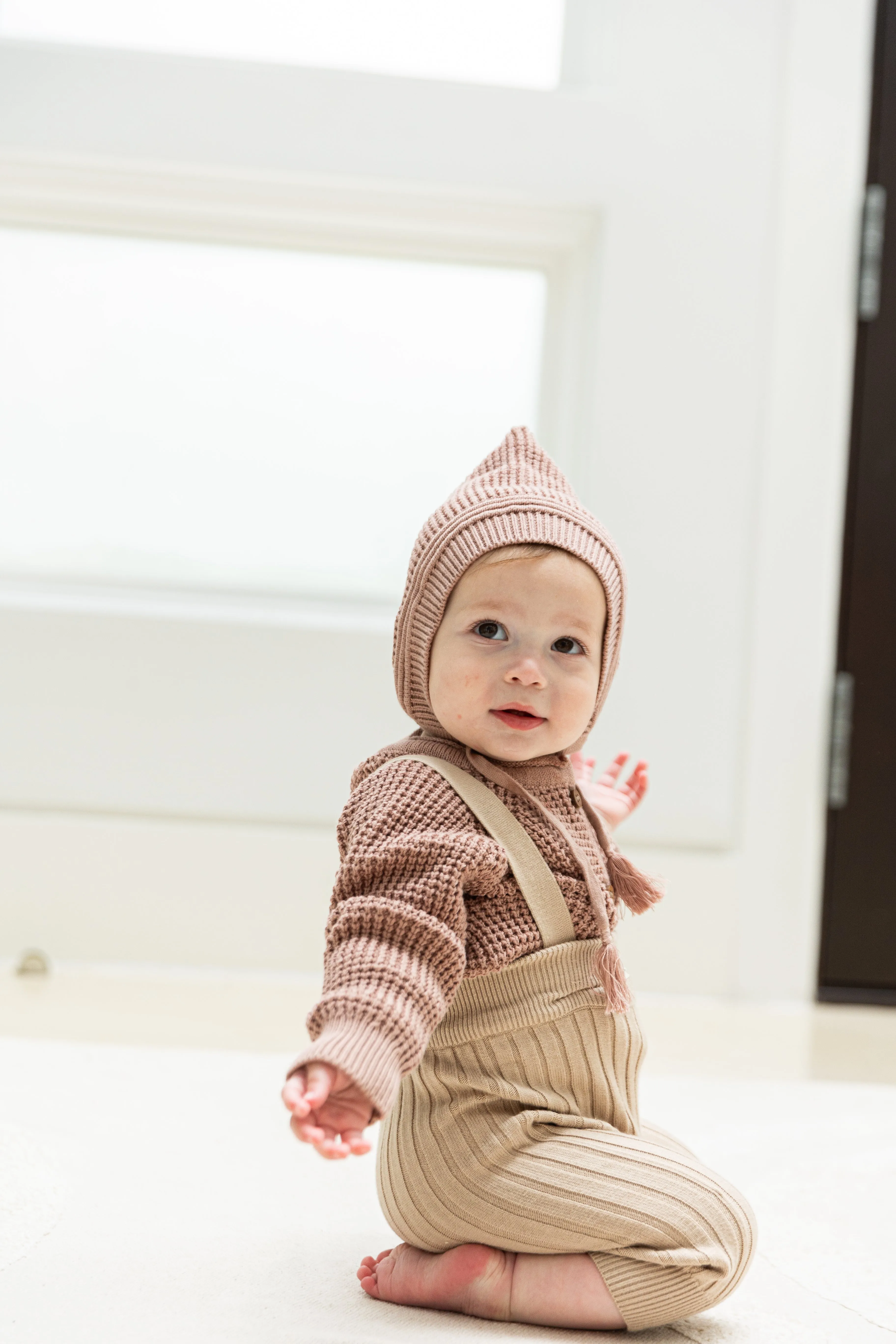 Little Fragile Ash Rose Sweater and Bonnet