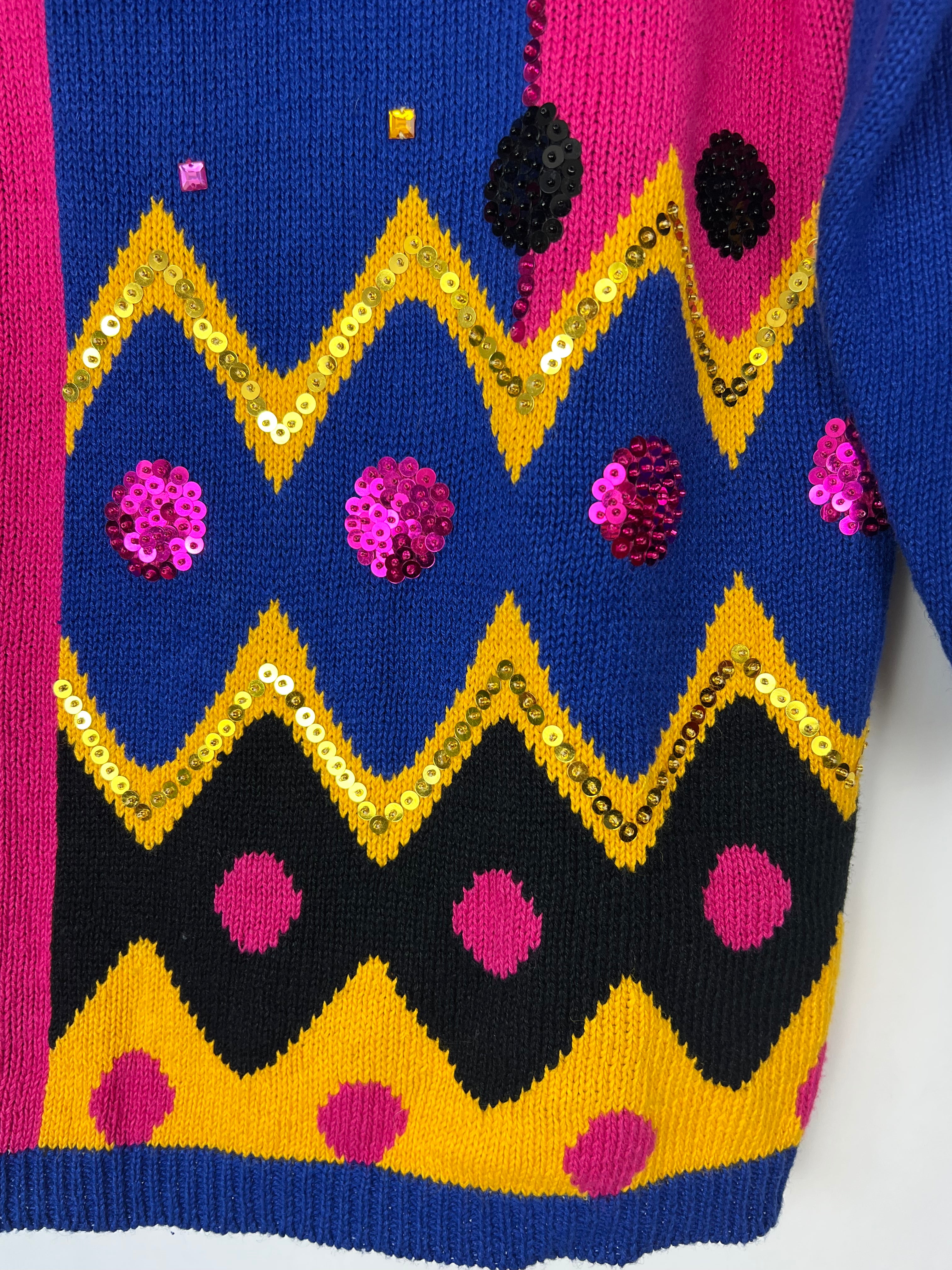 Live: 53 Vintage Bold Blue Sequins sweater