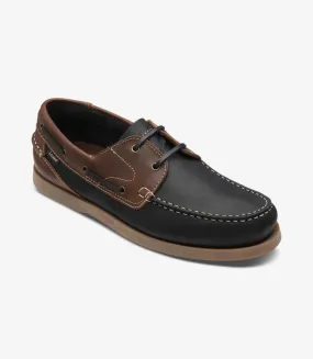 LOAKE Lymington -  Lace up boat shoe - Navy/Brown Nubuck