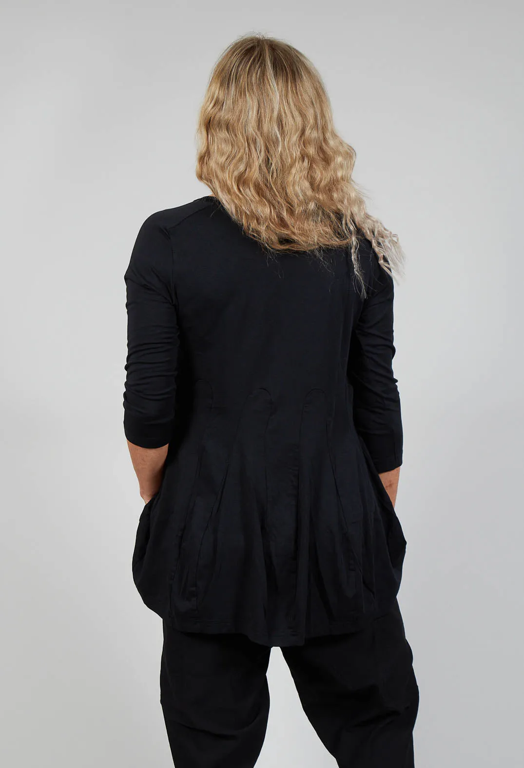 Longline Jersey Top in Black