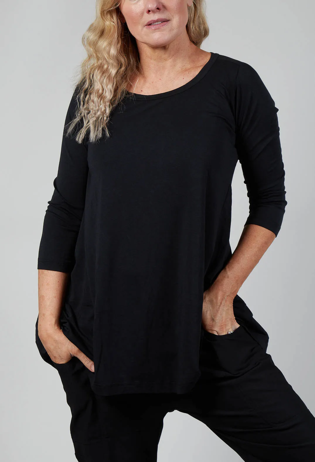 Longline Jersey Top in Black