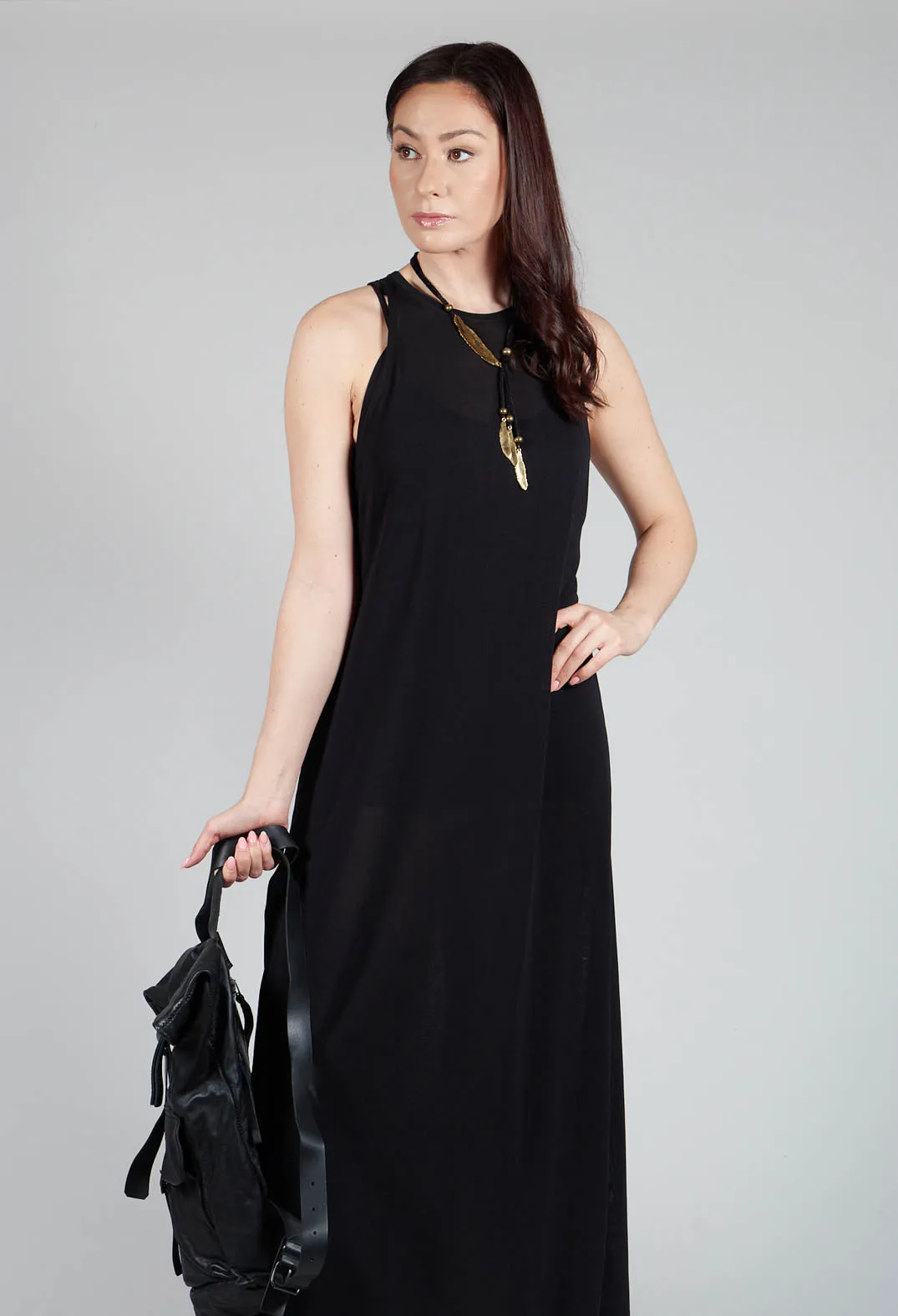 Longline Sleeveless Dress in Black