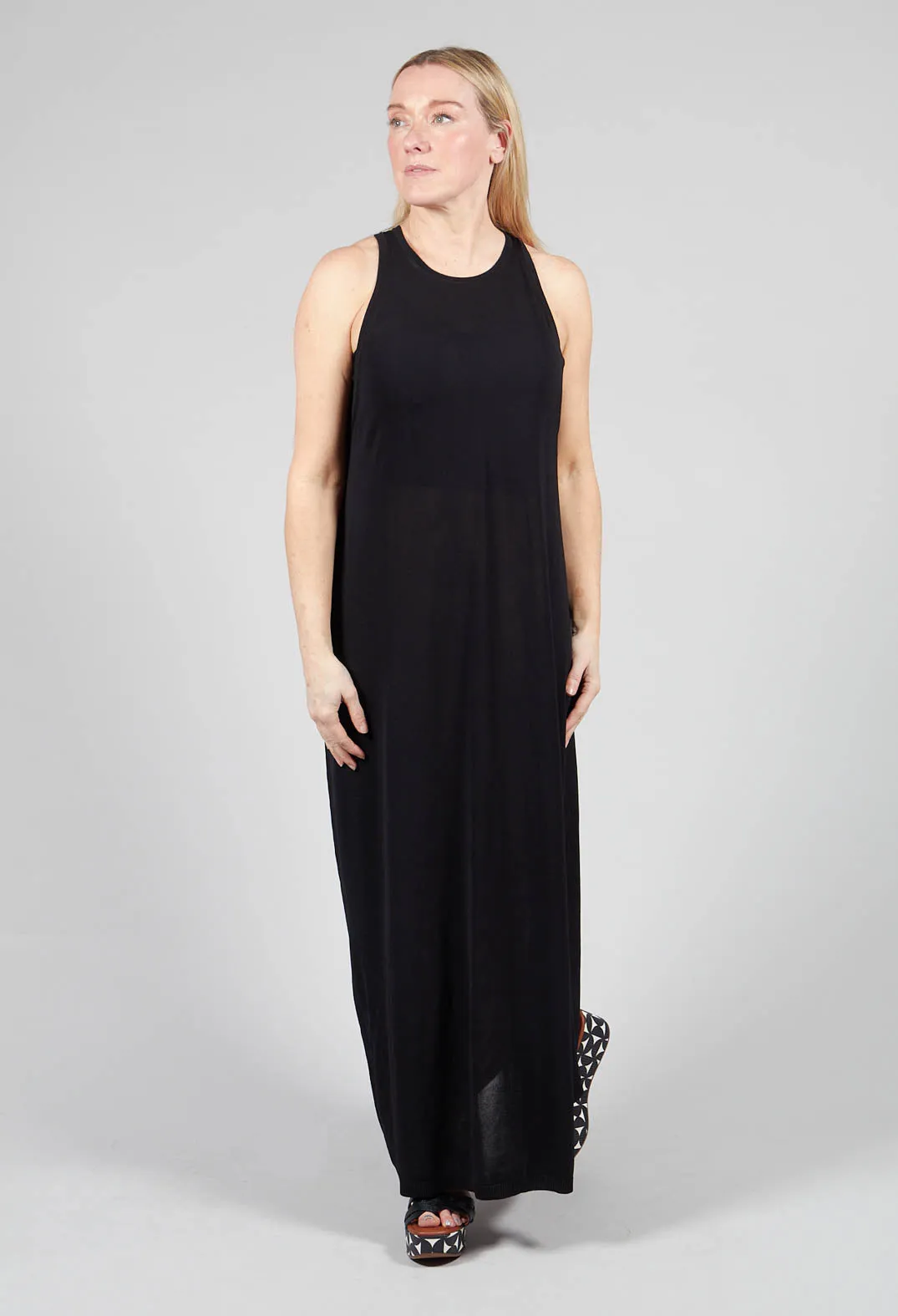 Longline Sleeveless Dress in Black