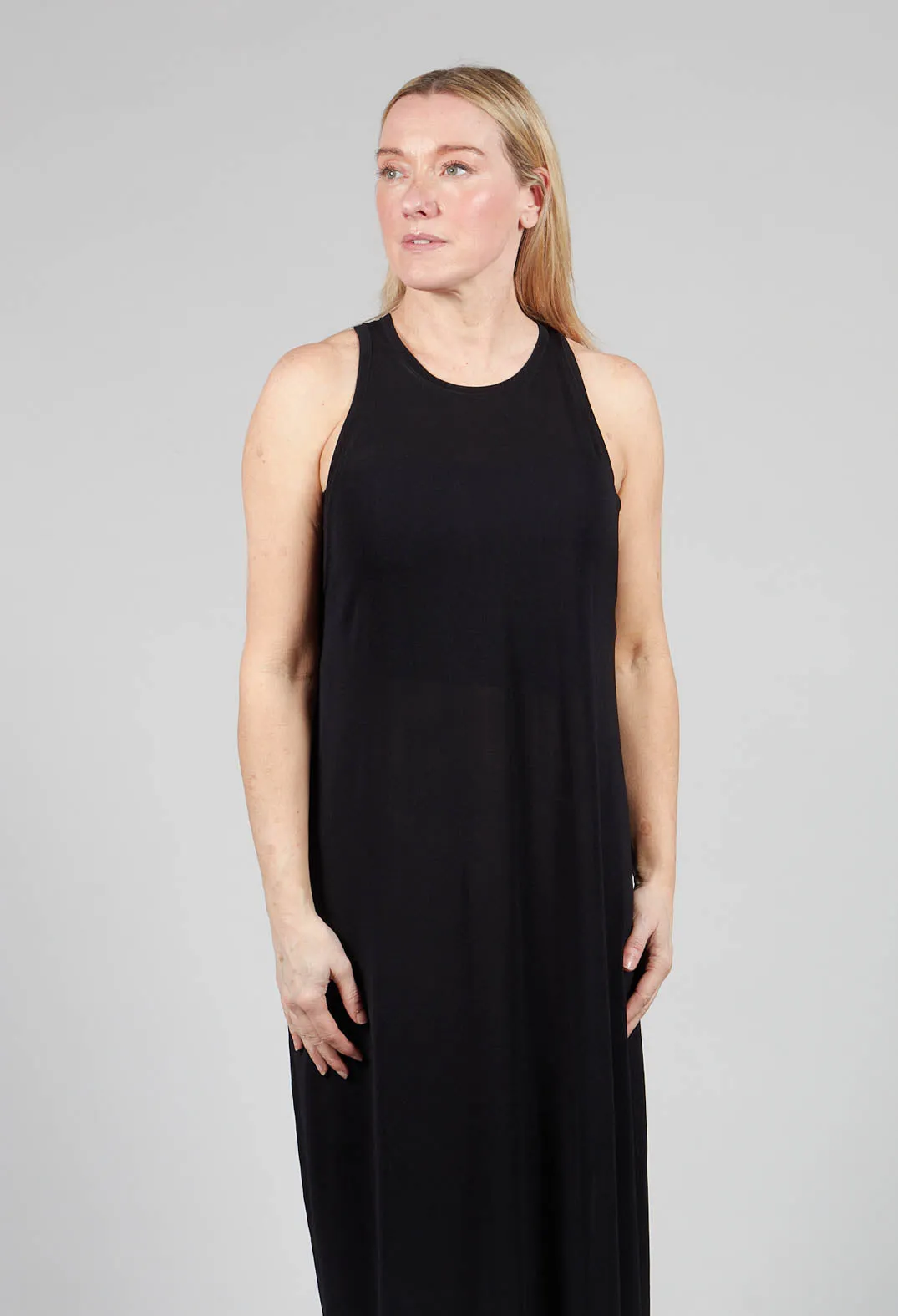 Longline Sleeveless Dress in Black