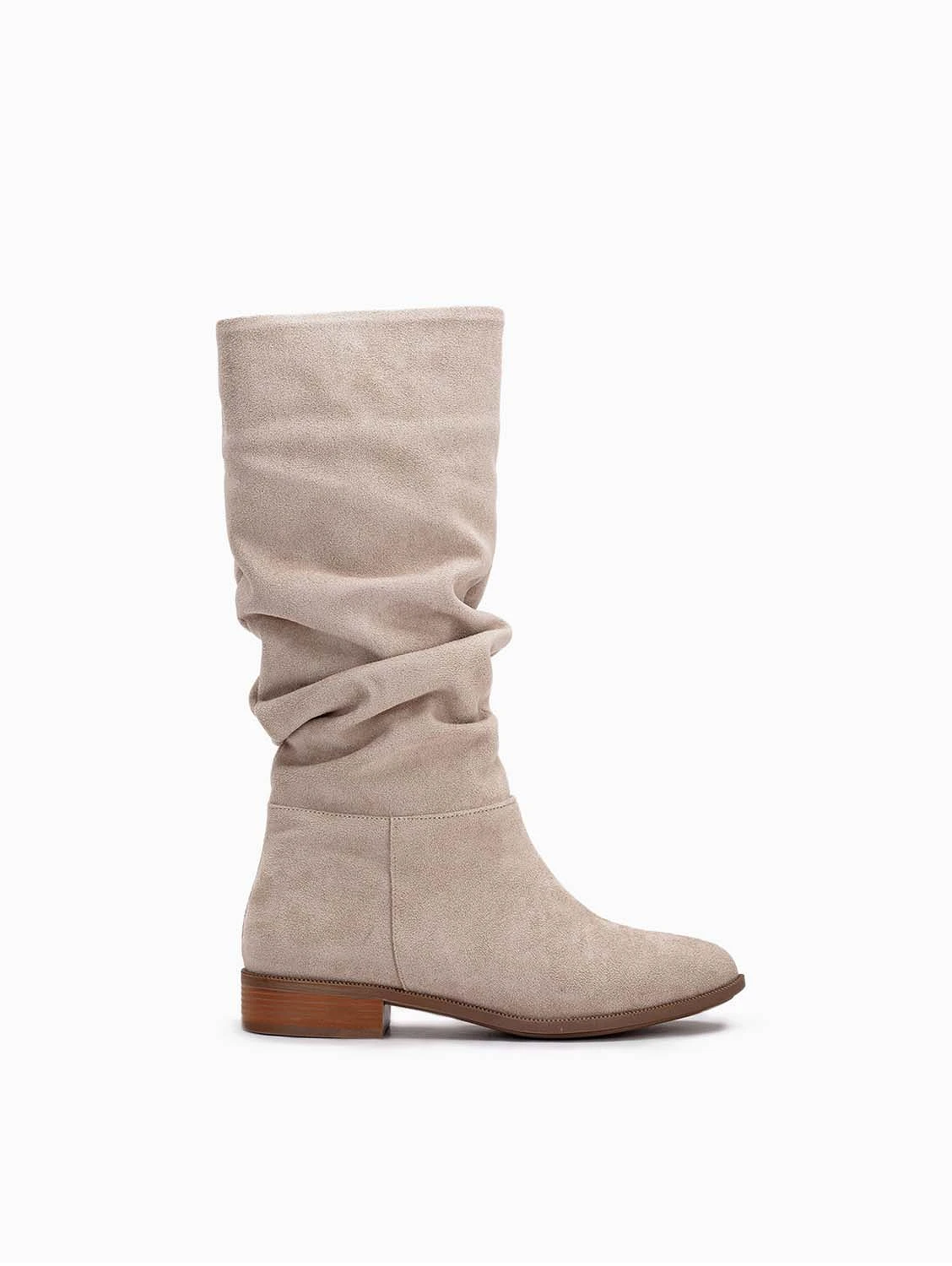 Maribel Vegan Suede Slouchy Boots | Beige