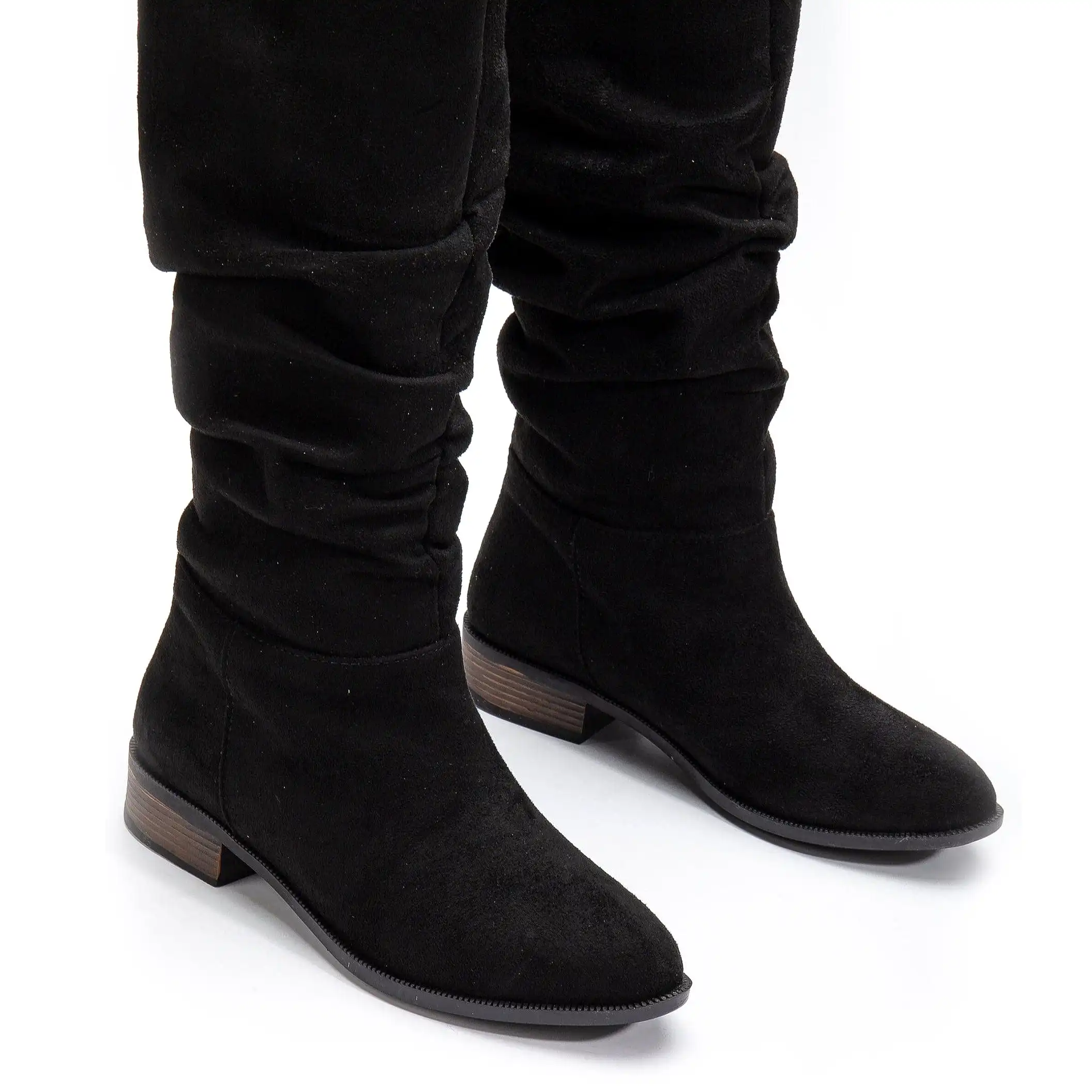 Maribel Vegan Suede Slouchy Boots | Black