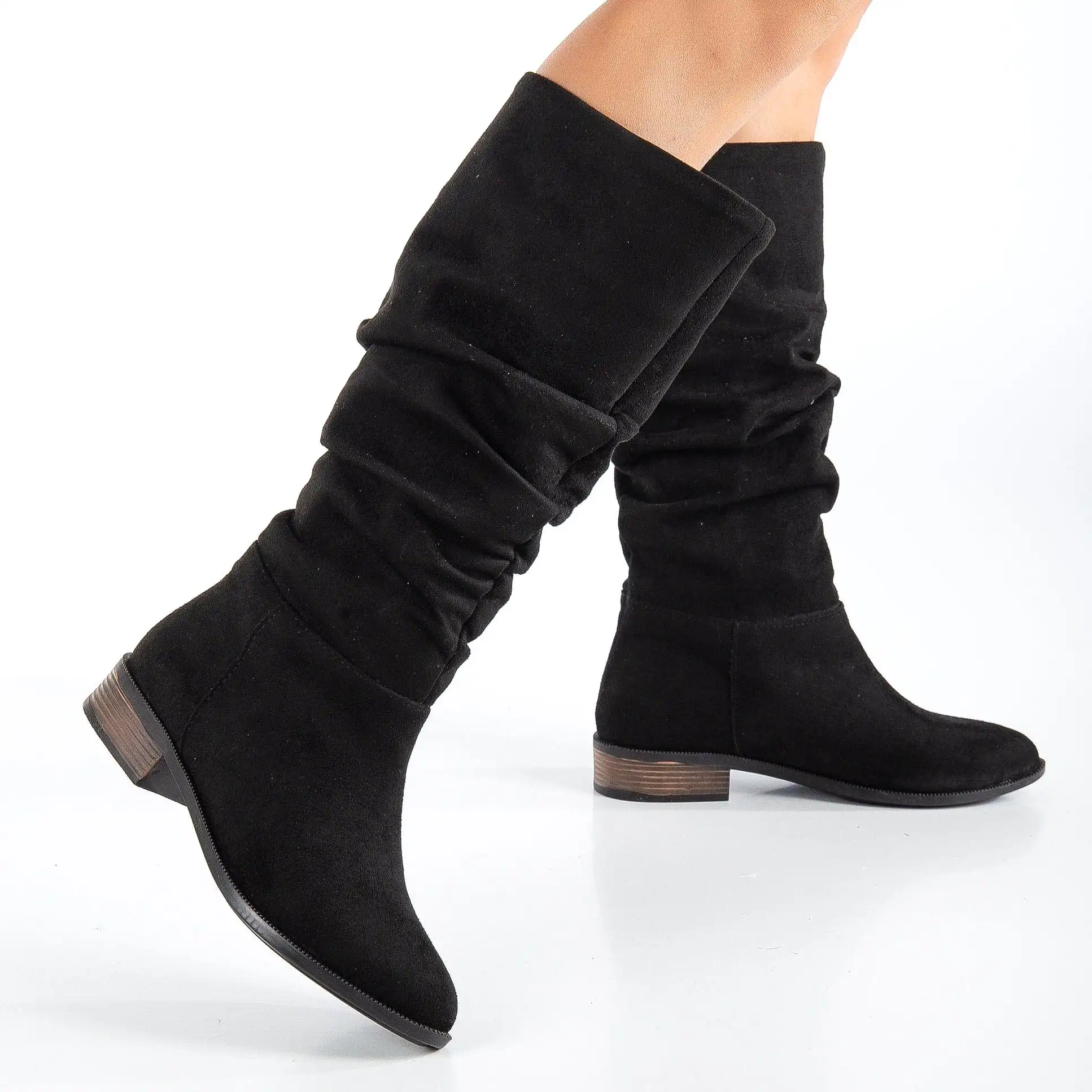 Maribel Vegan Suede Slouchy Boots | Black