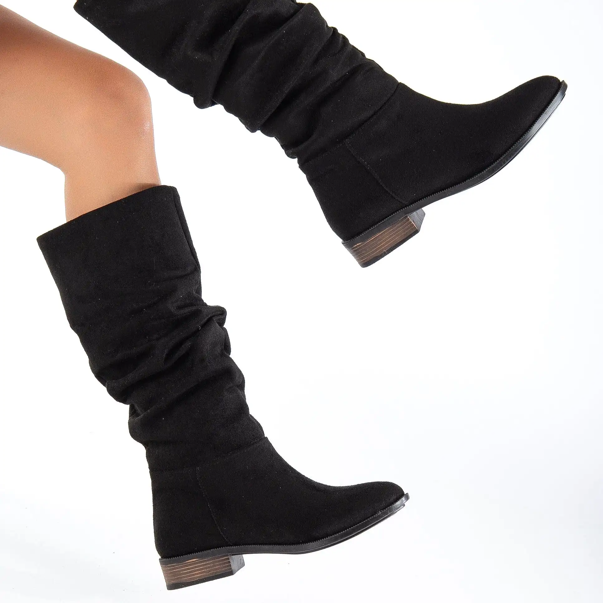 Maribel Vegan Suede Slouchy Boots | Black