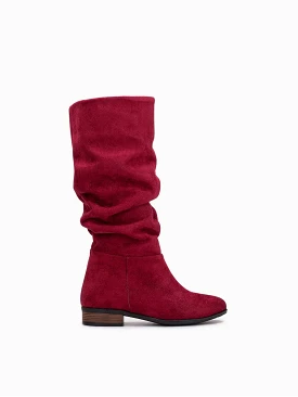 Maribel Vegan Suede Slouchy Boots | Brick Red