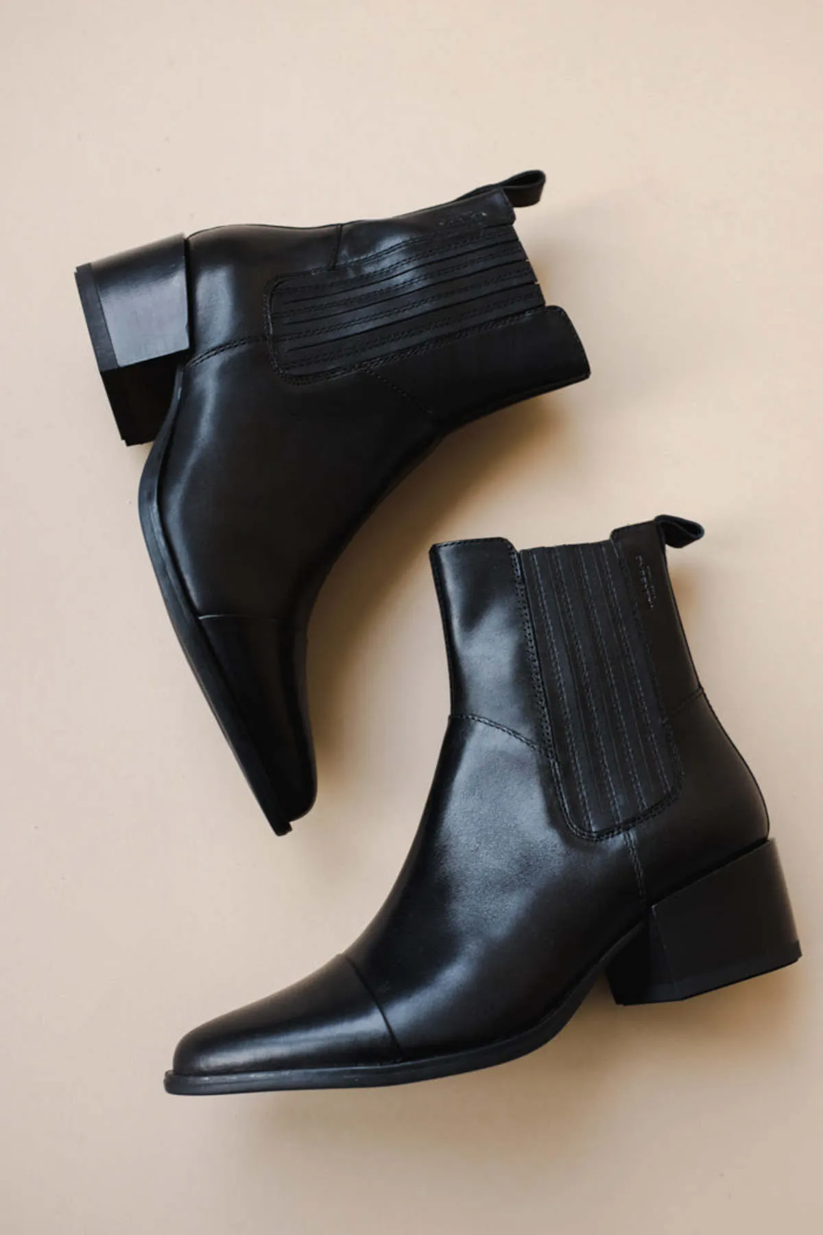 MARJA LEATHER BOOTS -  BLACK