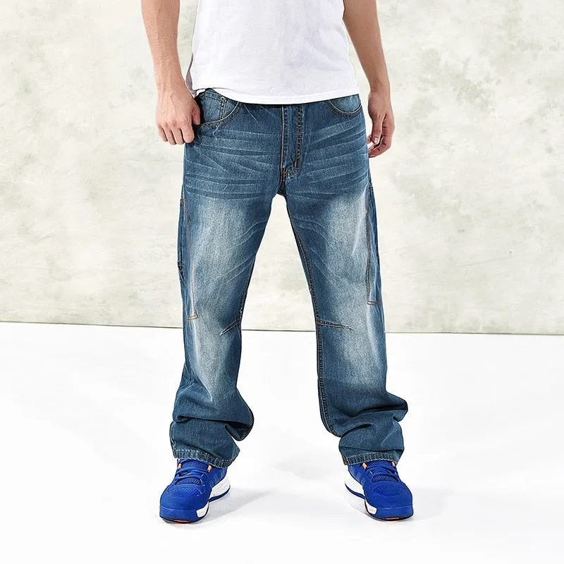 Men's Denim Hip-Hop Solid Pattern Streetwear Straight Leg Trousers