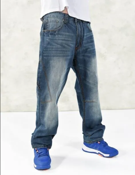 Men's Denim Hip-Hop Solid Pattern Streetwear Straight Leg Trousers