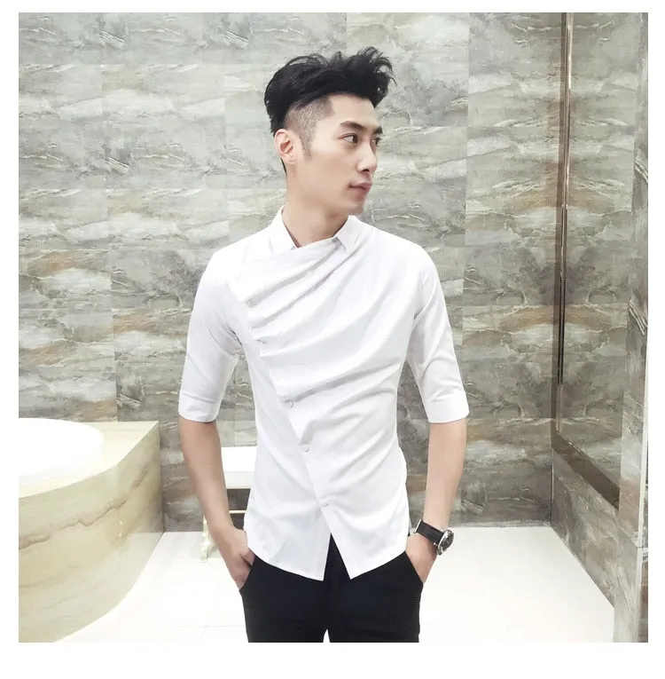 Men's Korean Fashion Ruffle Designer Collar Long Sleeve Gothic Shirt