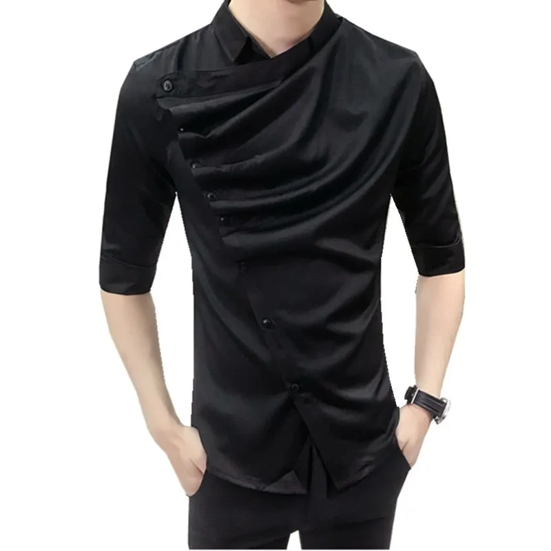 Men's Korean Fashion Ruffle Designer Collar Long Sleeve Gothic Shirt