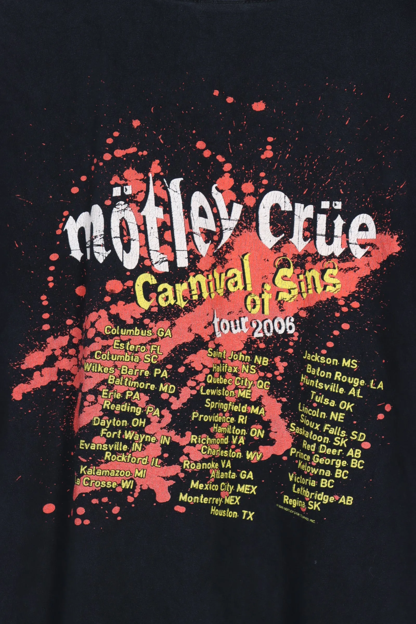 Mtley Crüe Carnival of Sins USA Tour Band Merch Tee (L)