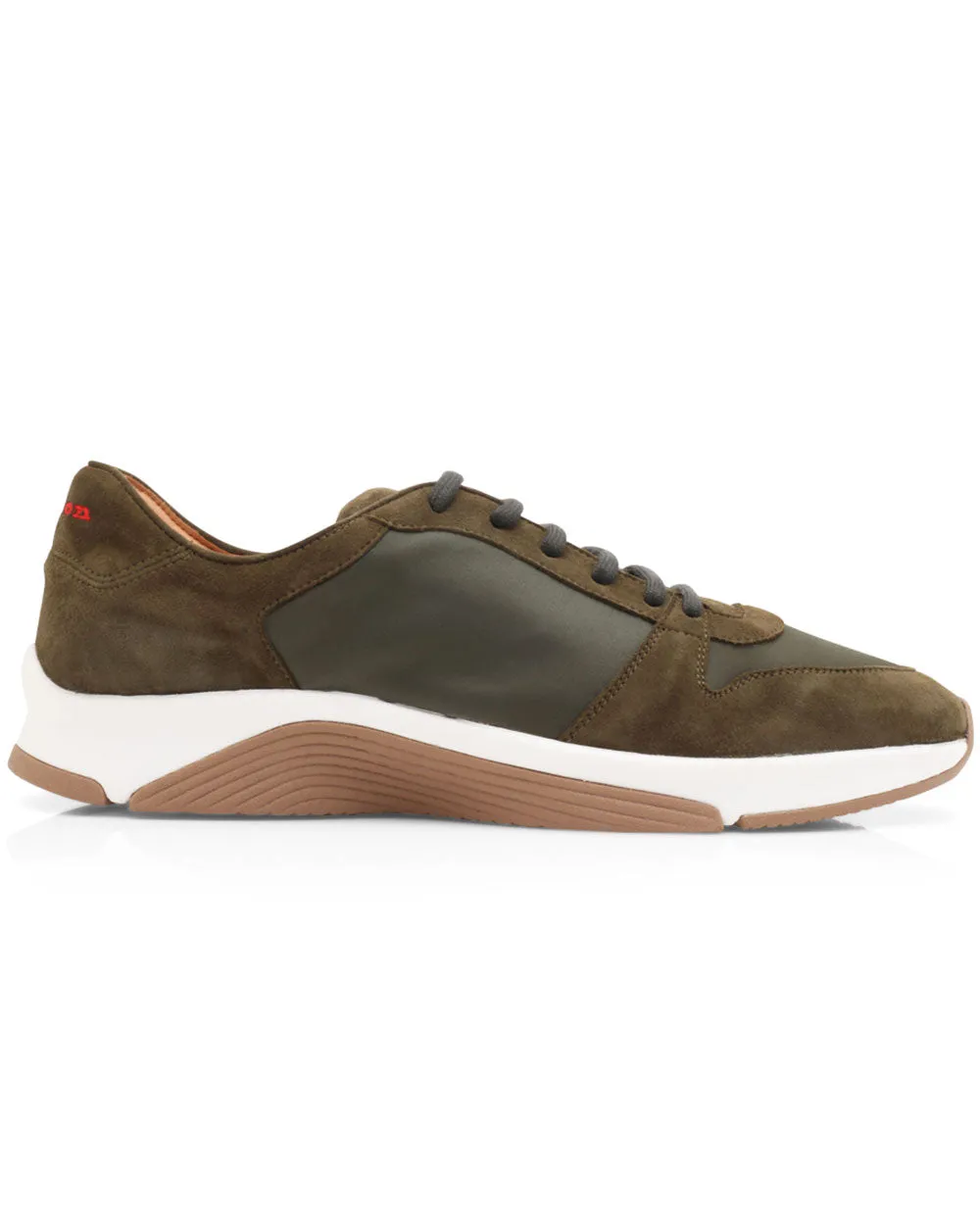 Nylon and Suede Sneaker in Olive