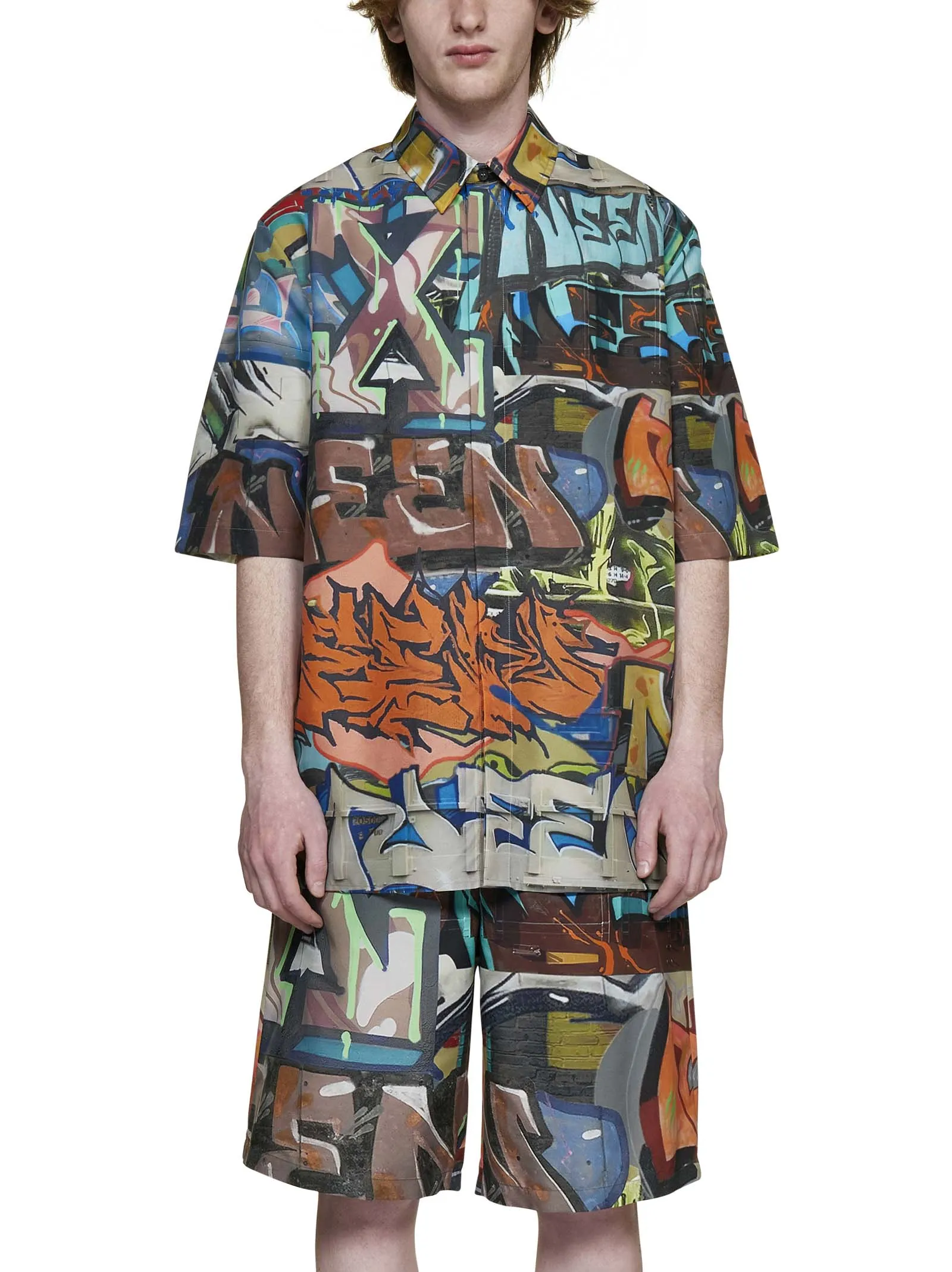 Off-White Graffiti Printed Bermuda Shorts