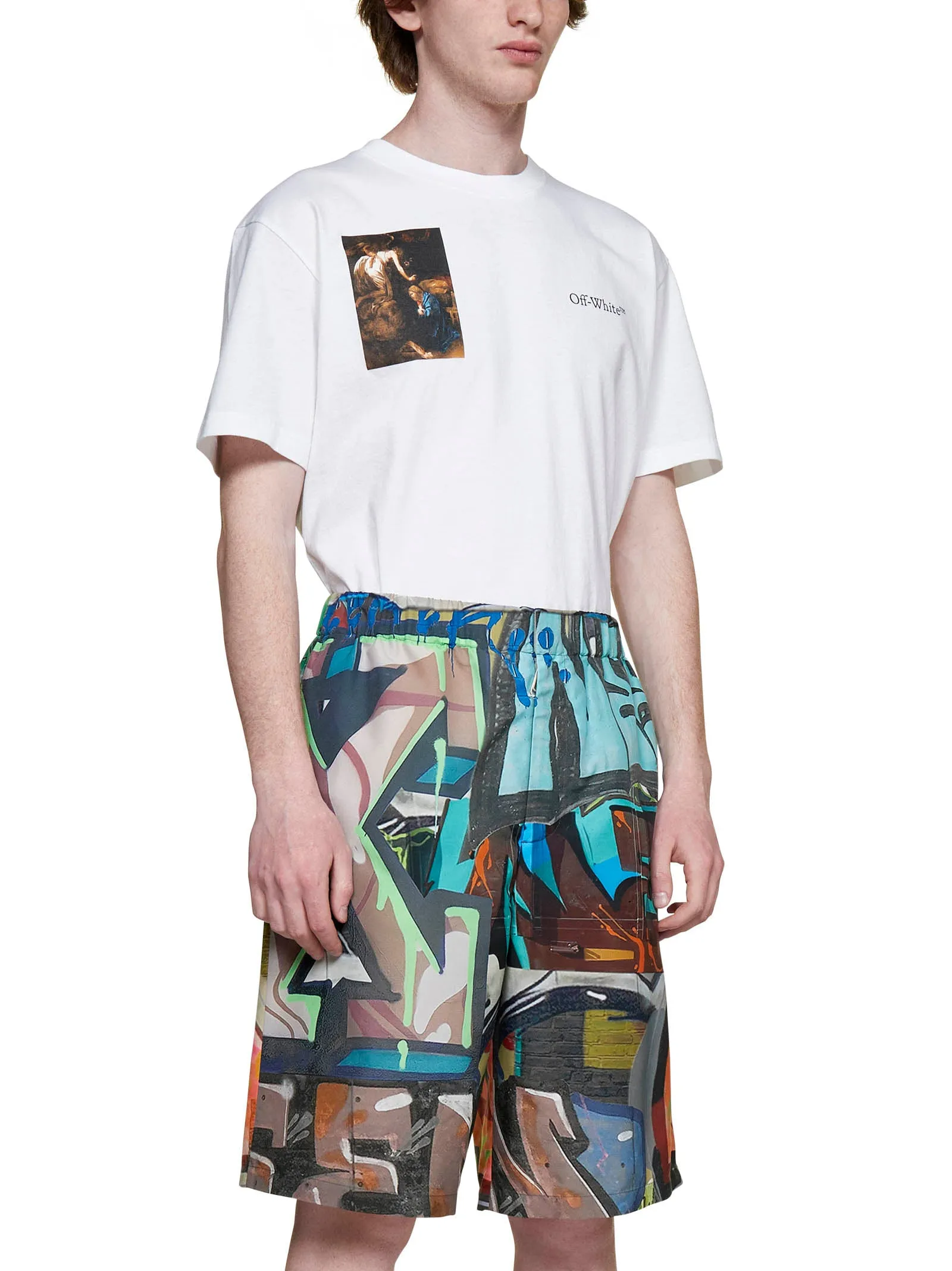 Off-White Graffiti Printed Bermuda Shorts