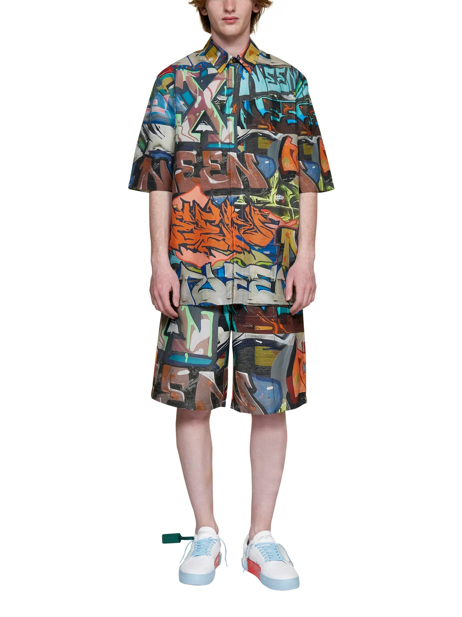 Off-White Graffiti Printed Bermuda Shorts