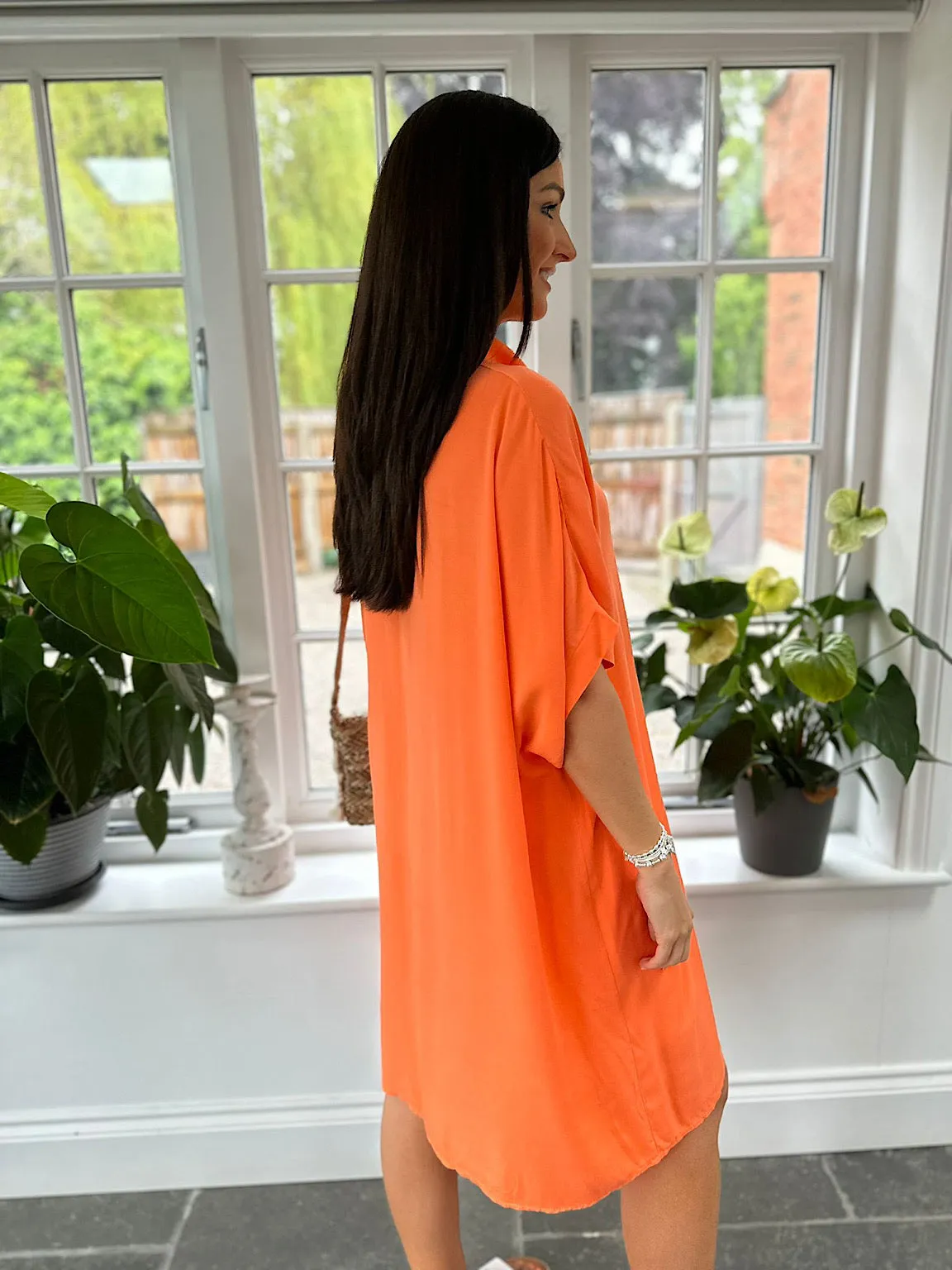 Orange Longline Shirt Dress Destiny