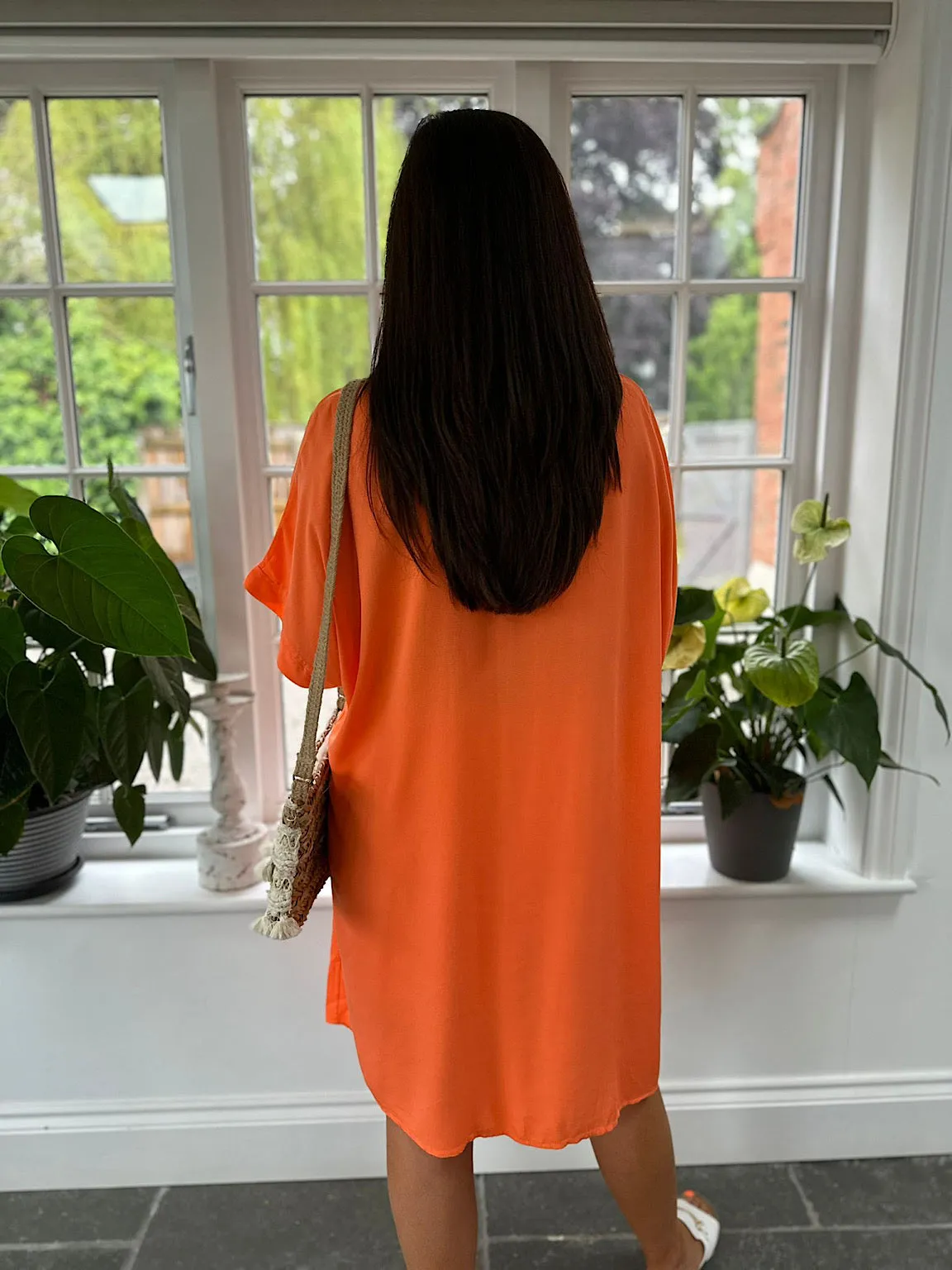 Orange Longline Shirt Dress Destiny