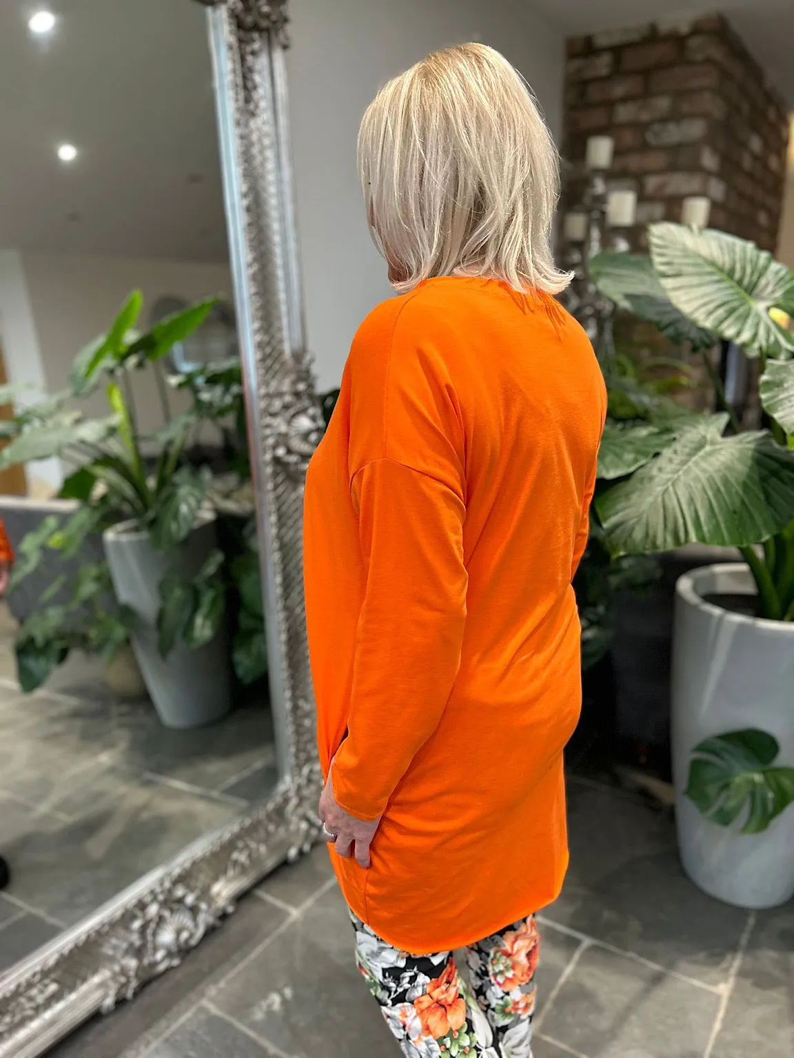 Orange Two Pocket Longline Top Jenna