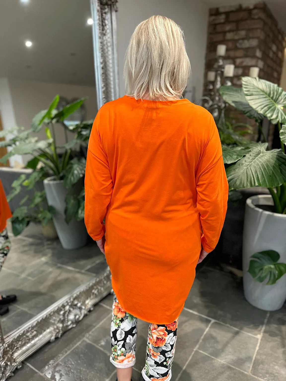 Orange Two Pocket Longline Top Jenna