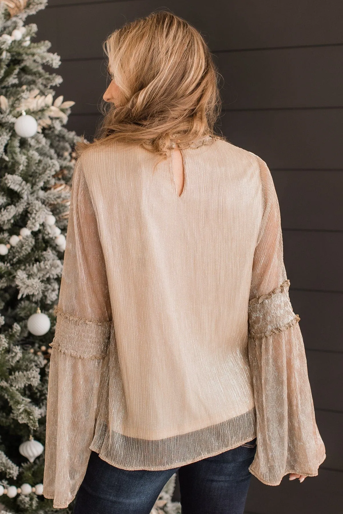 Party Perfection Ruffle Blouse- Champagne