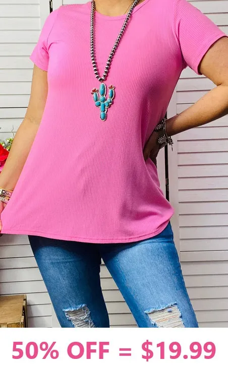 Pink Ribbed tee