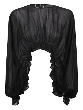 Pinko Ruffled High-Low Hem Georgette Blouse