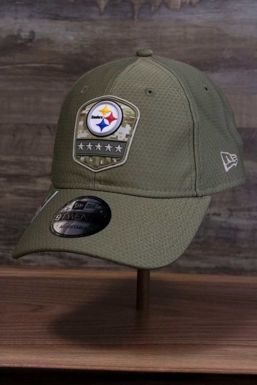 Pittsburgh Steelers 2019 Salute To Service Dad Hat | Steelers On Field Olive Green Military Inspired Baseball Cap