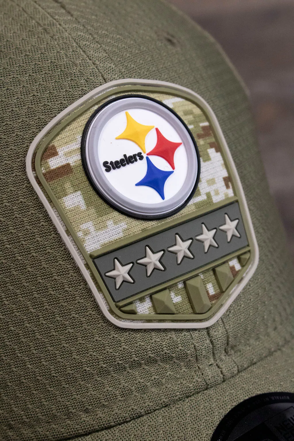 Pittsburgh Steelers 2019 Salute To Service Dad Hat | Steelers On Field Olive Green Military Inspired Baseball Cap