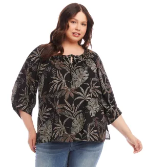 Plus Size Blouson Sleeve Top