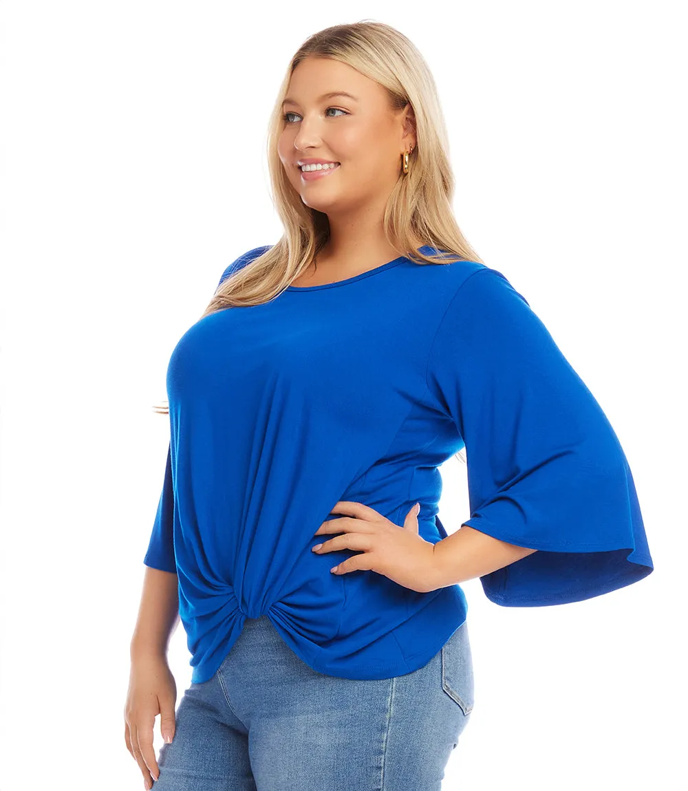 Plus Size Flare Sleeve Pick Up Top