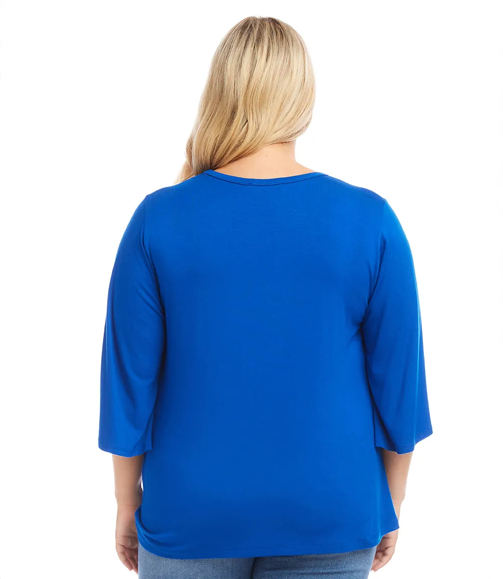 Plus Size Flare Sleeve Pick Up Top